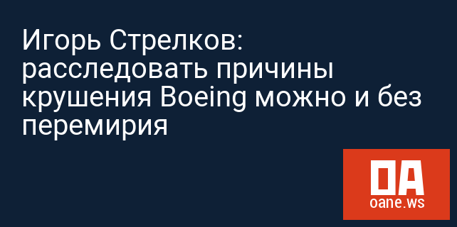 Игорь Стрелков: расследовать причины крушения Boeing можно и без перемирия