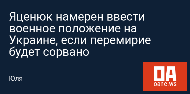 Яценюк намерен ввести военное положение на Украине, если перемирие будет сорвано