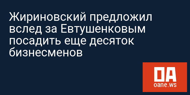 Жириновский предложил вслед за Евтушенковым посадить еще десяток бизнесменов