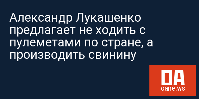 Александр Лукашенко предлагает не ходить с пулеметами по стране, а производить свинину
