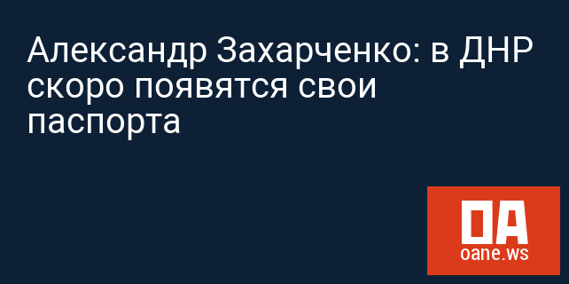 Александр Захарченко: в ДНР скоро появятся свои паспорта