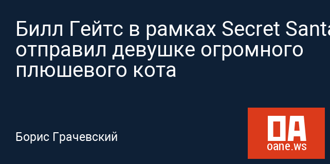 Билл Гейтс в рамках Secret Santa отправил девушке огромного плюшевого кота