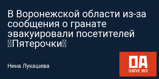 В Воронежской области из-за сообщения о гранате эвакуировали посетителей «Пятерочки»