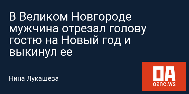 В Великом Новгороде мужчина отрезал голову гостю на Новый год и выкинул ее