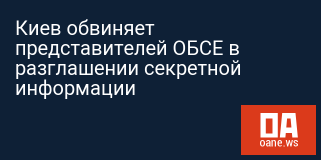 Киев обвиняет представителей ОБСЕ в разглашении секретной информации