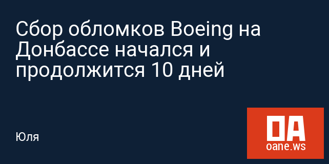 Сбор обломков Boeing на Донбассе начался и продолжится 10 дней