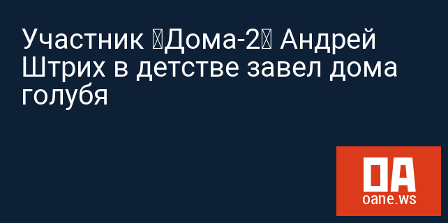 Участник «Дома-2» Андрей Штрих в детстве завел дома голубя