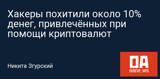 Хакеры похитили около 10% денег, привлечённых при помощи криптовалют