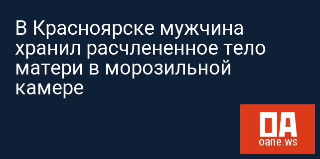 В Красноярске мужчина хранил расчлененное тело матери в морозильной камере