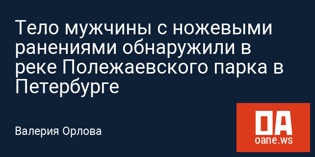Тело мужчины с ножевыми ранениями обнаружили в реке Полежаевского парка в Петербурге