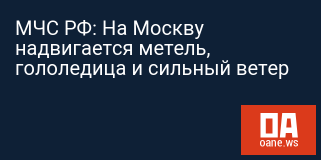 МЧС РФ: На Москву надвигается метель, гололедица и сильный ветер