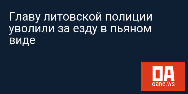 Главу литовской полиции уволили за езду в пьяном виде