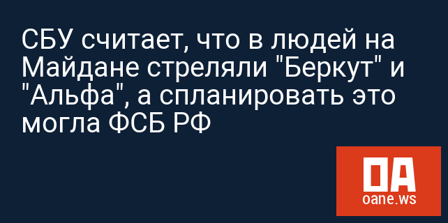 СБУ считает, что в людей на Майдане стреляли "Беркут" и "Альфа", а спланировать это могла ФСБ РФ