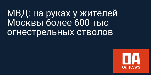 МВД: на руках у жителей Москвы более 600 тыс огнестрельных стволов