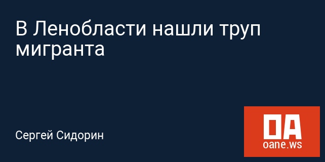 В Ленобласти нашли труп мигранта В Ленобласти нашли труп мигранта