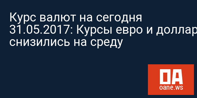 Курс валют на сегодня 31.05.2017: Курсы евро и доллара снизились на среду Курс валют на сегодня 31.05.2017: Курсы евро и доллара снизились на среду