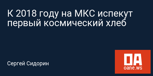 К 2018 году на МКС испекут первый космический хлеб К 2018 году на МКС испекут первый космический хлеб