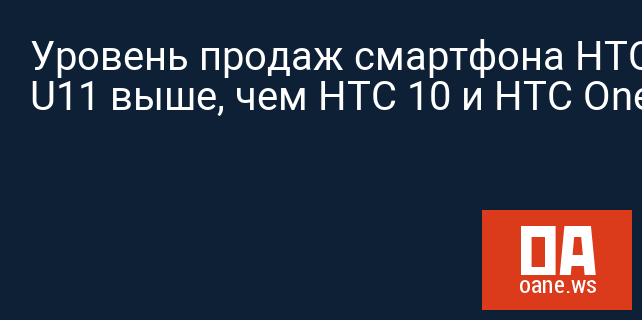 Уровень продаж смартфона HTC U11 выше, чем HTC 10 и HTC One M9 Уровень продаж смартфона HTC U11 выше, чем HTC 10 и HTC One M9