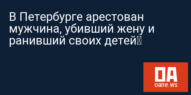 В Петербурге арестован мужчина, убивший жену и ранивший своих детей В Петербурге арестован мужчина, убивший жену и ранивший своих детей